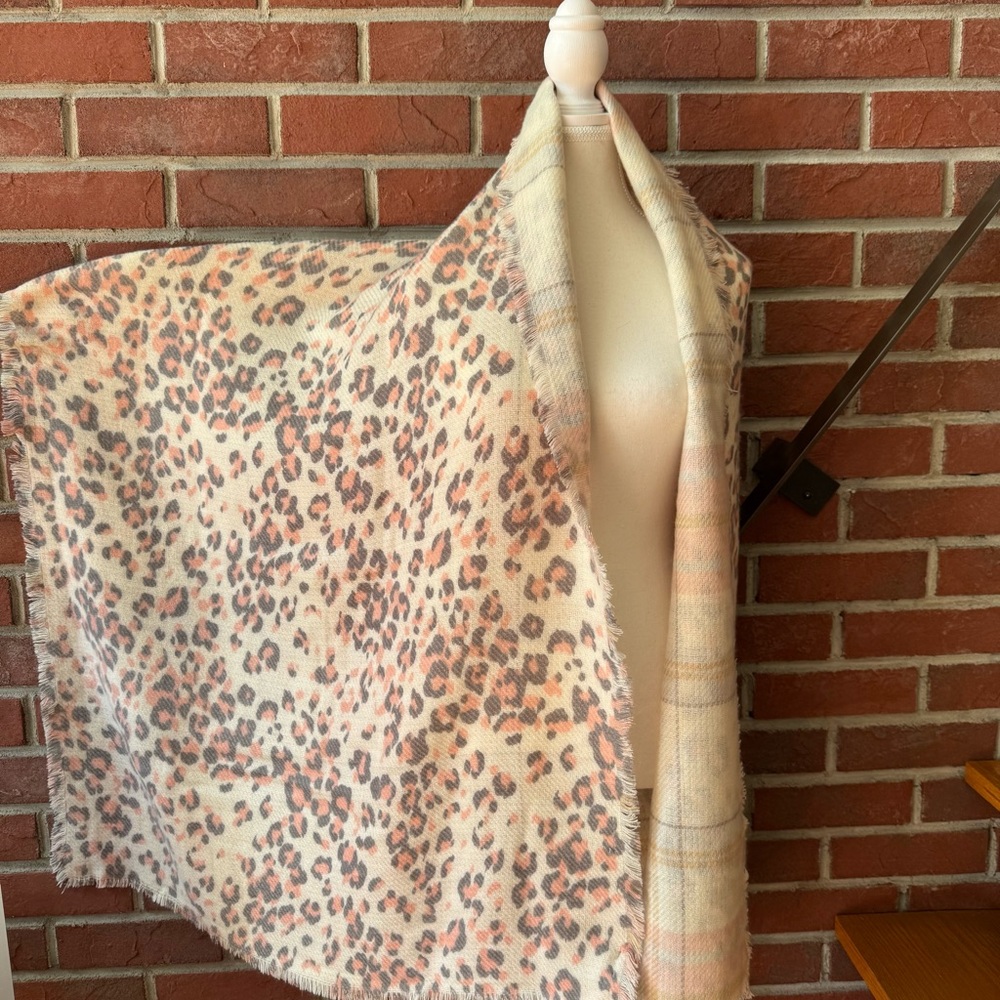 •Vince Camuto Animal Leopard Print Blanket Scarf Wrap Shawl 30”x75” NWT